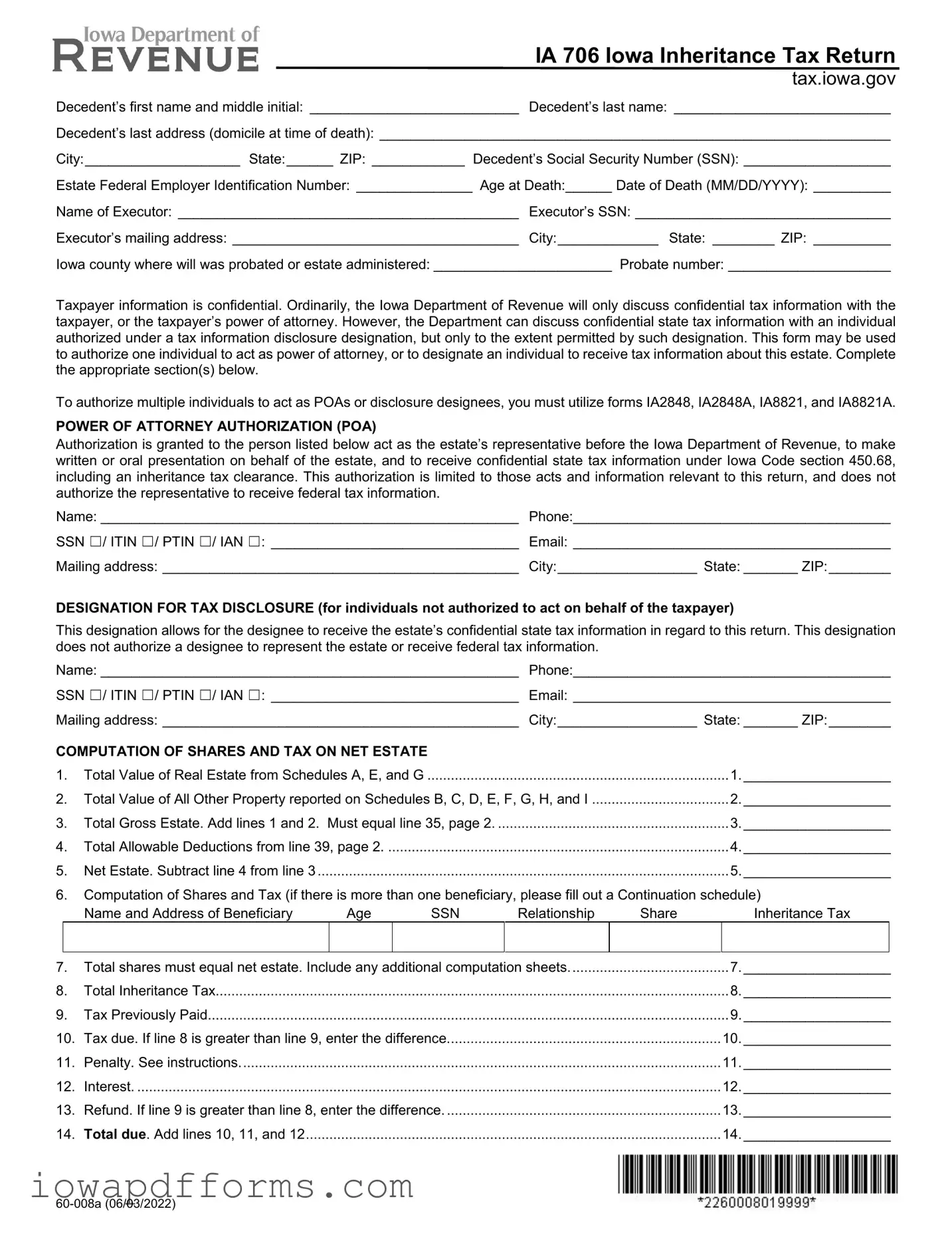 Fill in Your Ia 706 Iowa Template