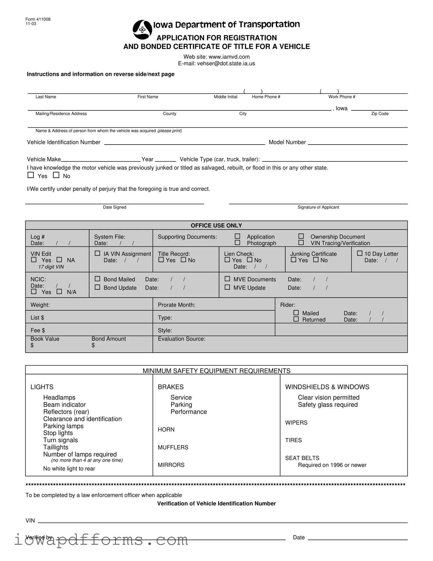 Fill in Your Iowa 411008 Template