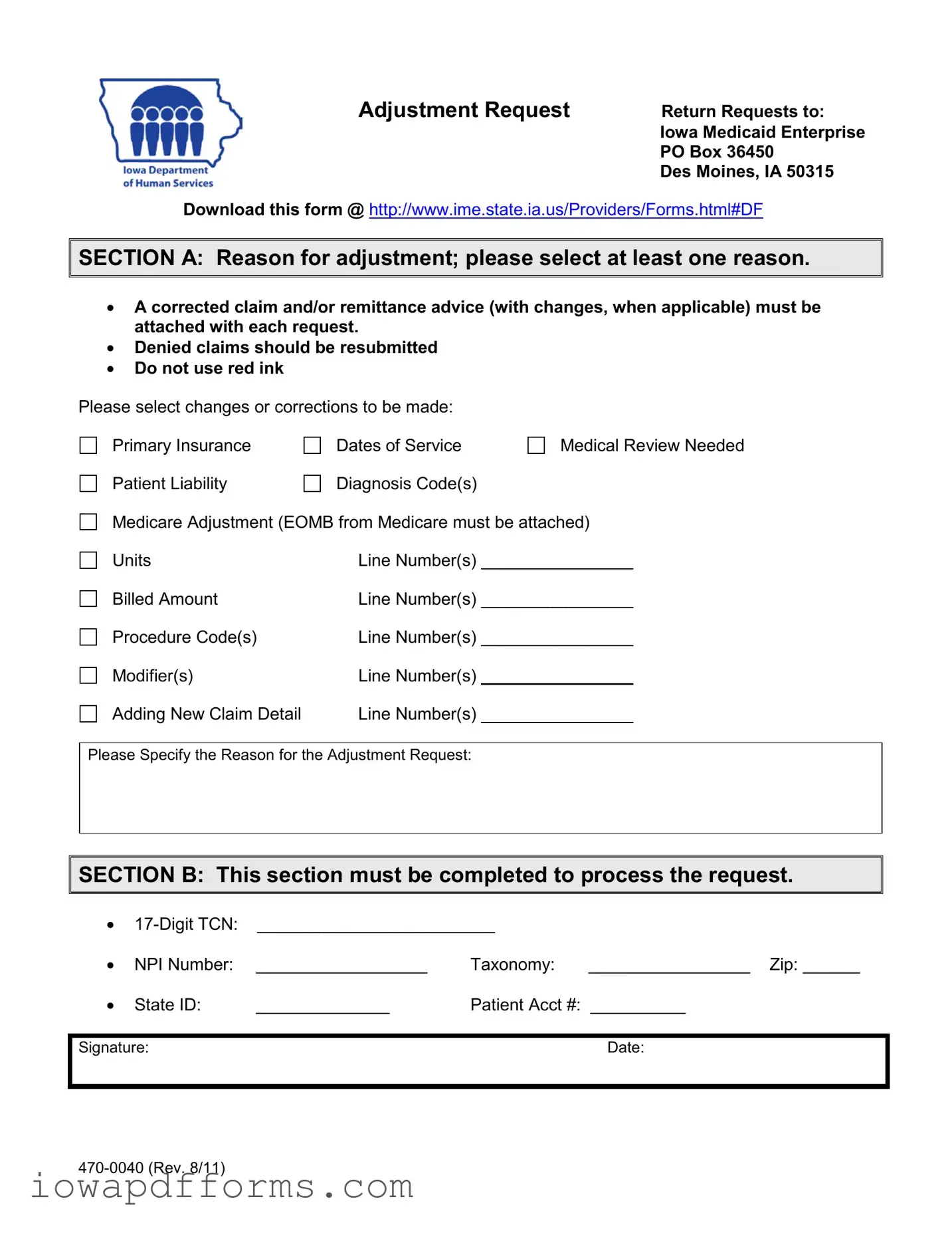 Fill in Your Iowa 470 0040 Template