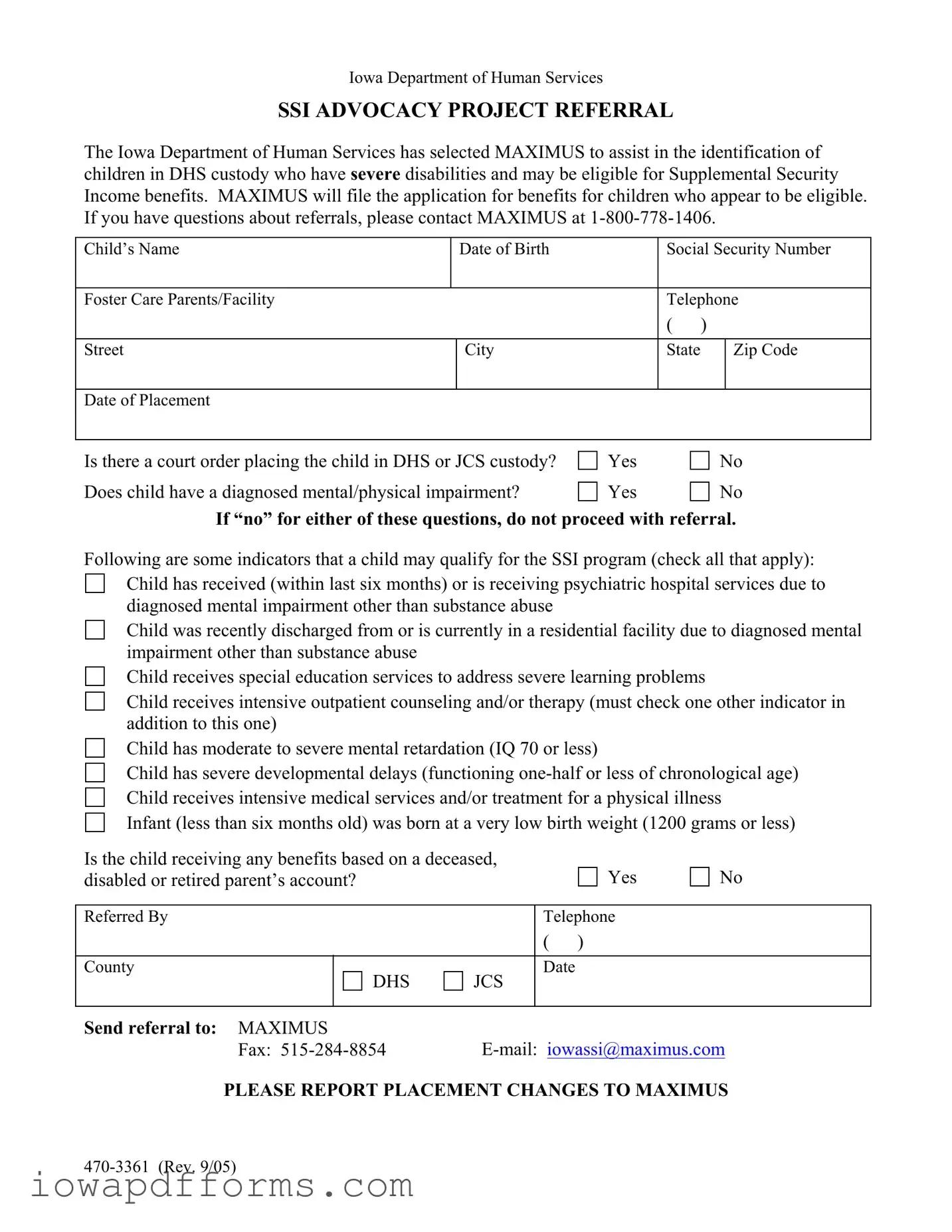 Fill in Your Iowa 470 3361 Template
