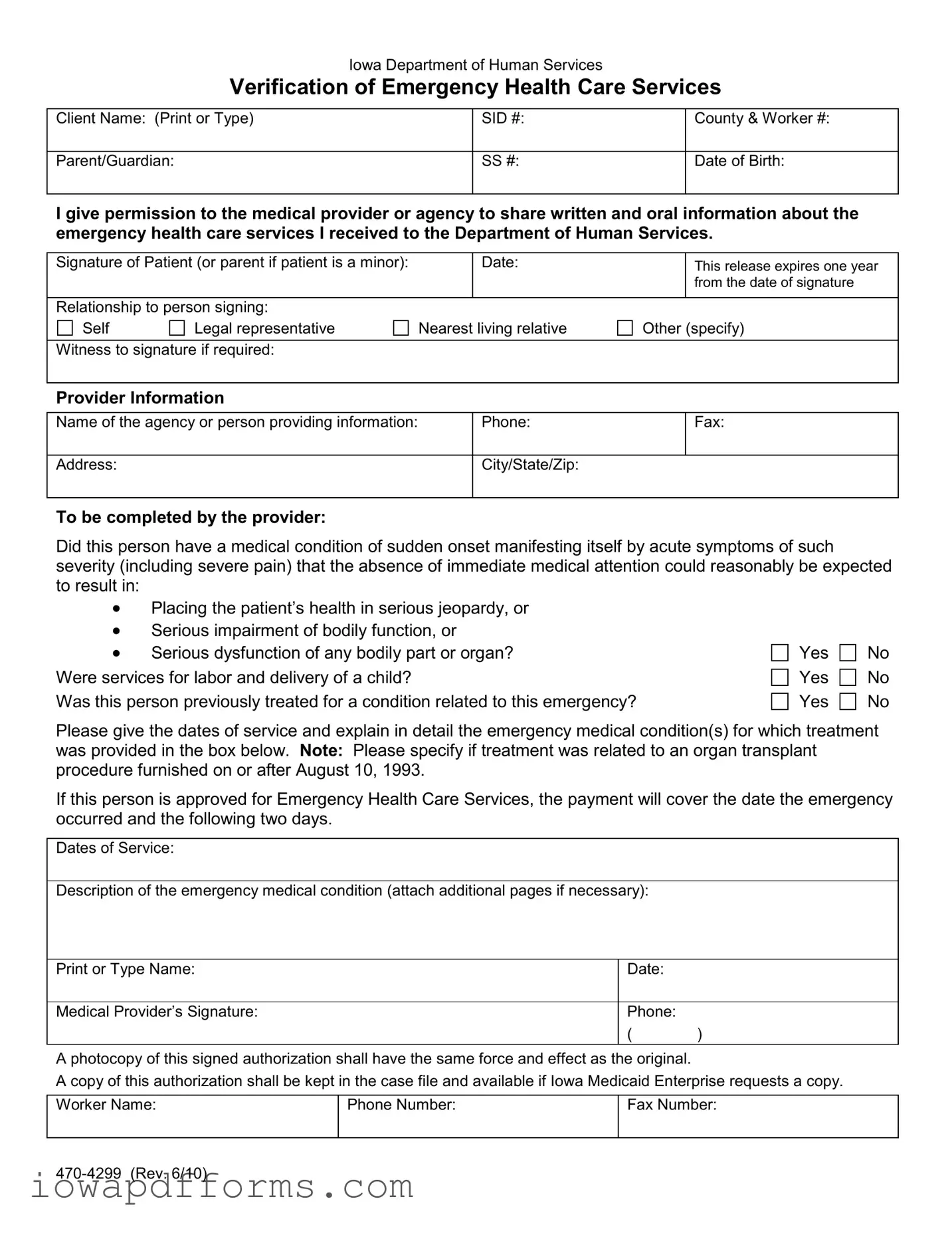 Fill in Your Iowa 470 4299 Template