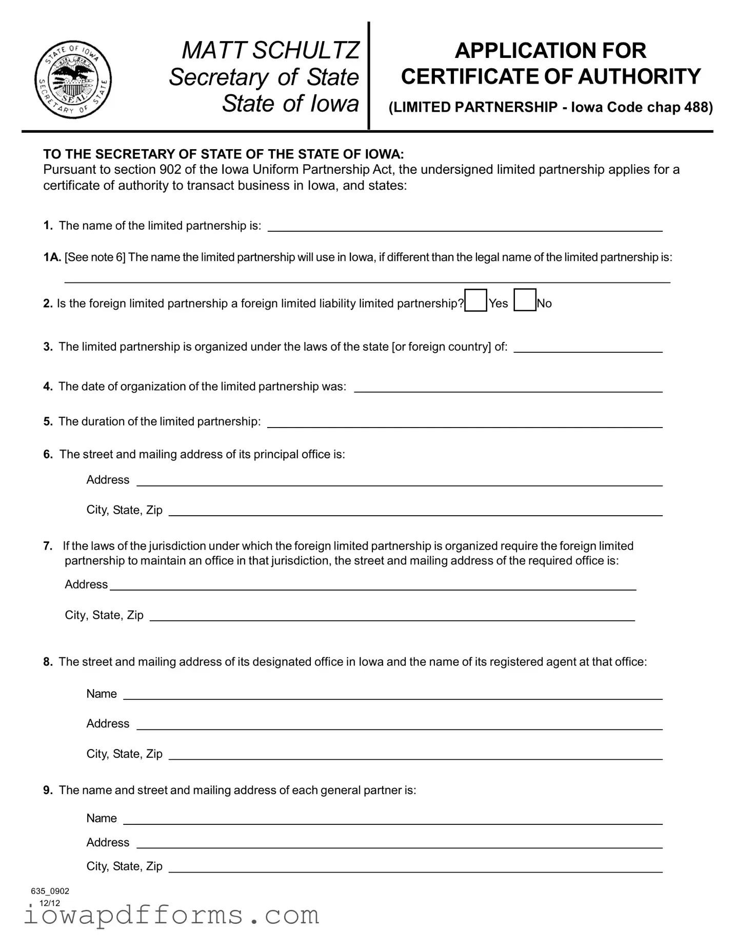 Fill in Your Iowa 635 0902 Template