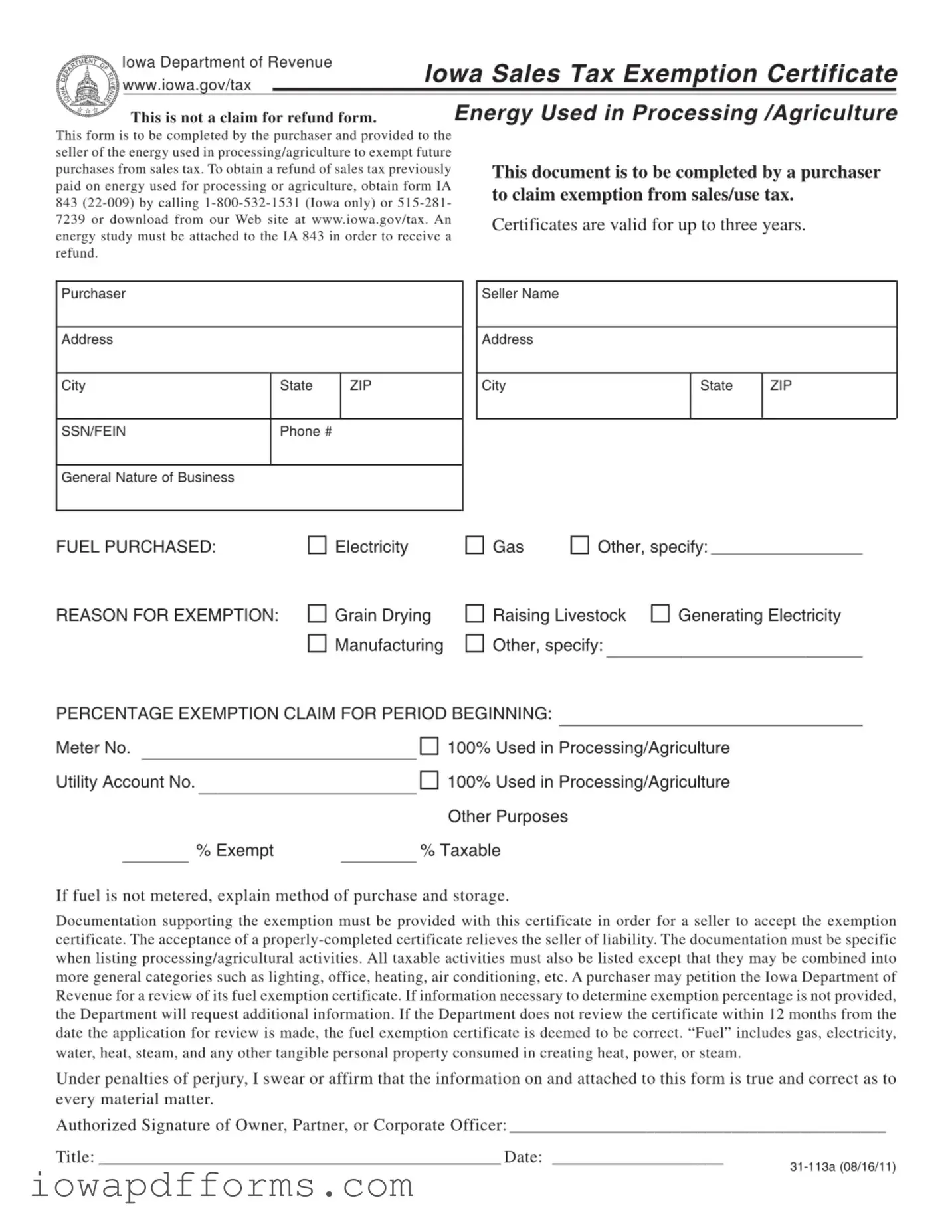 Fill in Your Iowa Resale Certificate Template