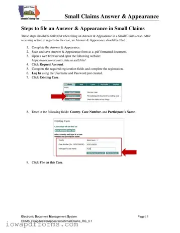 Fill in Your Iowa Appearance and Answer Template