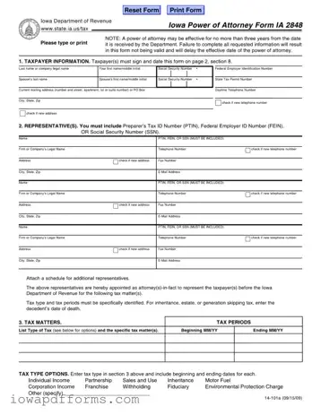 Fill in Your Iowa Ia 2848 Template
