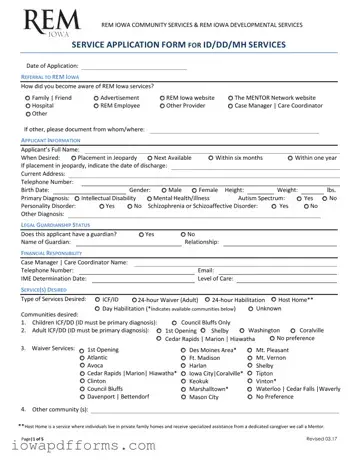 Fill in Your Rem Iowa Service Application Template